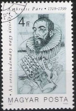 Hungria 1987 Scott 3062 Sello * Medico Cirujano Frances Amboise Pare (1510-1590) 4Ft Hongrie Magyar Posta Ungarn Hungary Ungheria Hongarije 